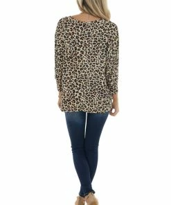 Haptics Tops Light Beige Leopard Slouchy Dolman Sleeve Top