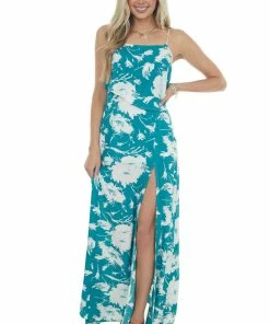 ROKOKO Dresses Pine Abstract Floral Print Woven Maxi Dress