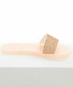Legend Footwear Peach Jelly Sandal With Rose Gold Rhinestones Shoes