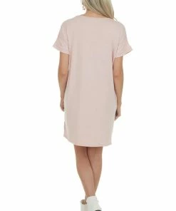 Vanilla Bay Tea Rose Floral Colorblock Dress With Pockets
