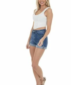 Style Melody Off White Ribbed Scoop Neckline Crop Tank Top Tops 27 Style Melody Off White Ribbed Scoop Neckline Crop Tank Top Tops