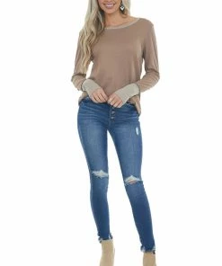 BiBi Latte And Oatmeal Contrast Thermal Knit Top 16 BiBi Latte And Oatmeal Contrast Thermal Knit Top