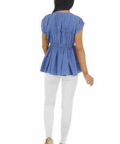 Do + Be Dusty Violet Babydoll Short Sleeve Plunging Neckline Top Tops 28 Do + Be Dusty Violet Babydoll Short Sleeve Plunging Neckline Top Tops