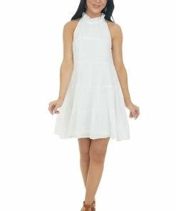 Entro Dresses Off White Halter Neck Tiered Short Dress 24 Entro Dresses Off White Halter Neck Tiered Short Dress