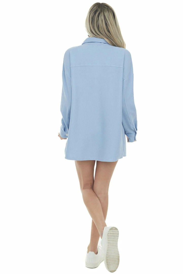 Entro Baby Blue Button Up Long Sleeve Shacket 15 Entro Baby Blue Button Up Long Sleeve Shacket