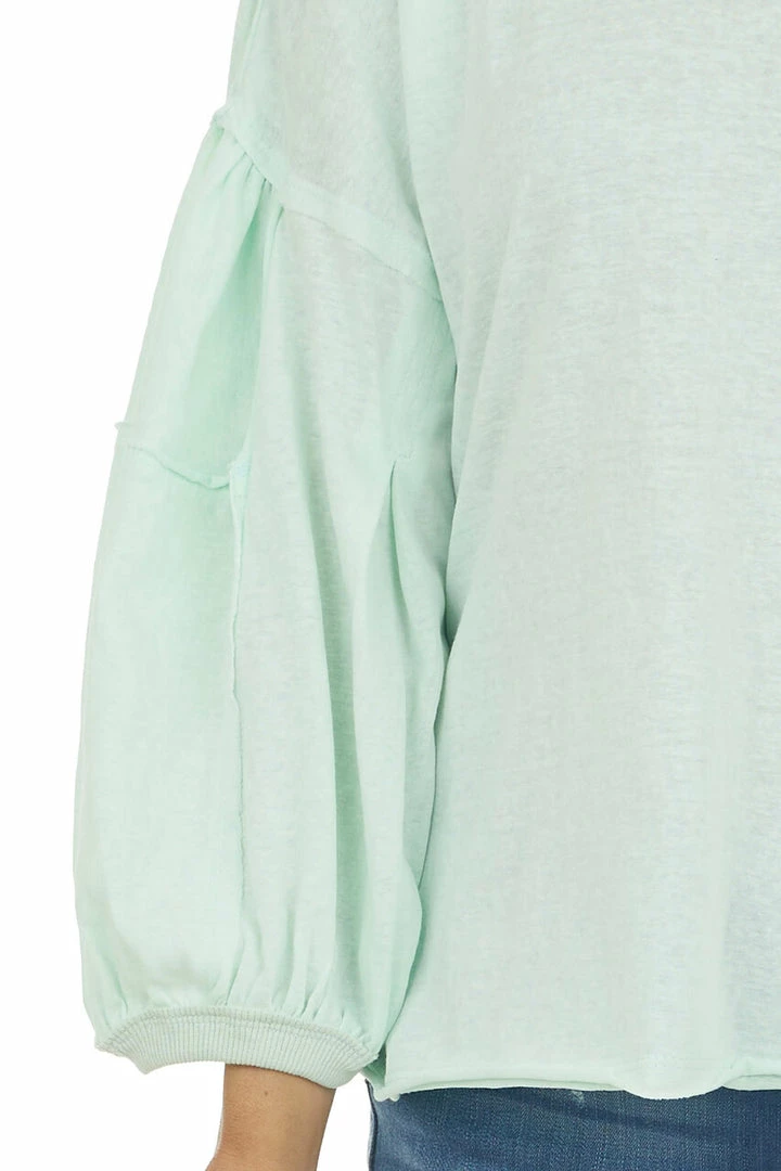 Easel Tops Mint Wide Fit Puff Sleeve Stitch Detail Top 11 Easel Tops Mint Wide Fit Puff Sleeve Stitch Detail Top