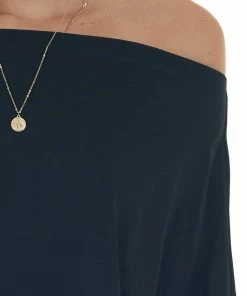 Eesome Black Off The Shoulder Banded Cuff Knit Top 13 Eesome Black Off The Shoulder Banded Cuff Knit Top