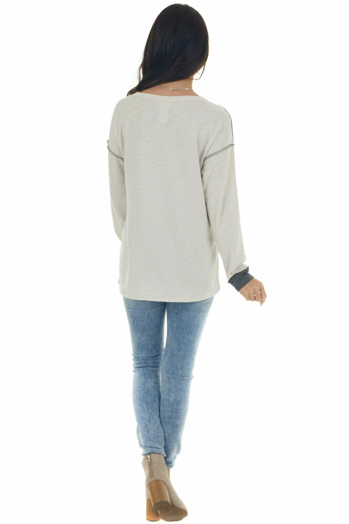 BiBi Charcoal And Cream Button Detailed Knit Top 5 BiBi Charcoal And Cream Button Detailed Knit Top