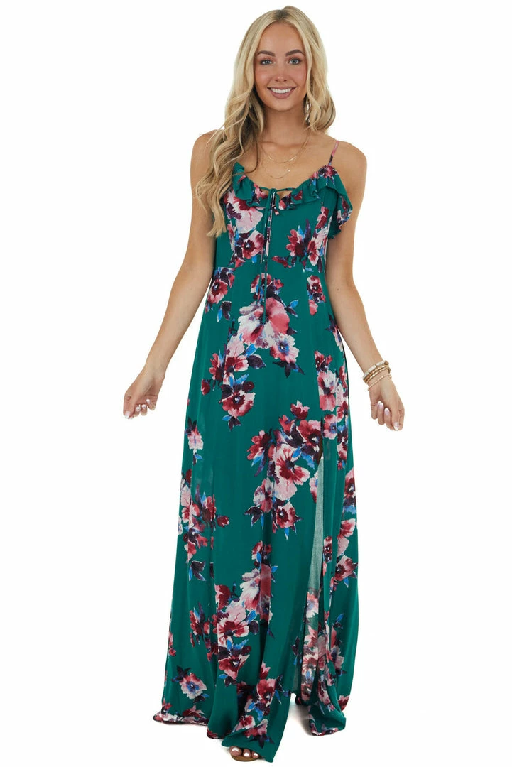 ROKOKO Jungle Green Floral Sleeveless Maxi Dress Dresses 17 ROKOKO Jungle Green Floral Sleeveless Maxi Dress Dresses