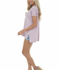 ANGIE Tops Mauve Oversized V Neck Short Sleeve Top 24 ANGIE Tops Mauve Oversized V Neck Short Sleeve Top