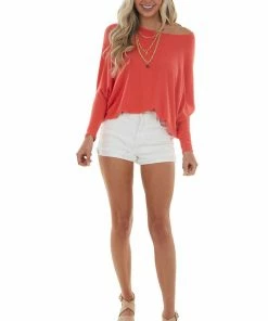 Charlotte Avery Scarlet Round Neck Top With Long Dolman Sleeves Tops 16 Charlotte Avery Scarlet Round Neck Top With Long Dolman Sleeves Tops