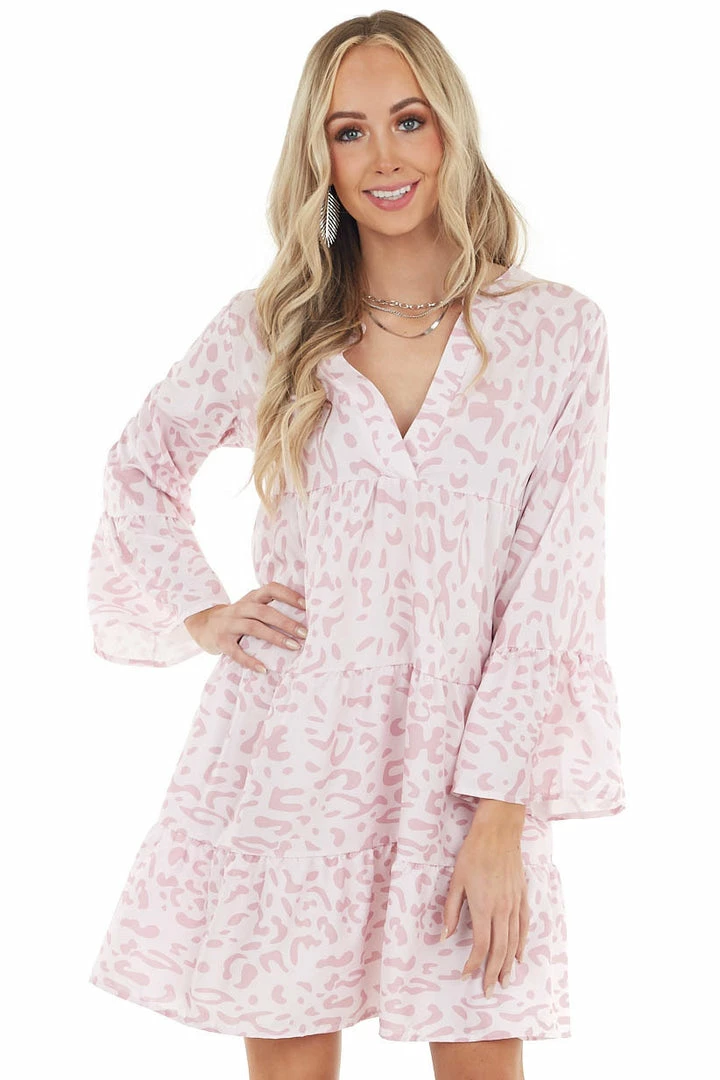 Shiying Fashion Blush Leopard Print Tiered Short Swing Dress Dresses 11 Shiying Fashion Blush Leopard Print Tiered Short Swing Dress Dresses