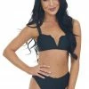 Stylish Swimwear Black High Waisted Bikini With Notched V Neck Accessories