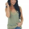 IWT Brands Sage Knit Camisole Top With Lace Trim Tops