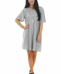 Lush Clothing Heather Grey Short Dress With Criss Cross Back Detail 27 Lush Clothing Heather Grey Short Dress With Criss Cross Back Detail