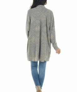 Now N Forever Stone And Peach Abstract Print Knit Cardigan Tops 14 Now N Forever Stone And Peach Abstract Print Knit Cardigan Tops