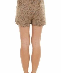 12PM Bottoms Cognac And Charcoal Leopard Print Shorts