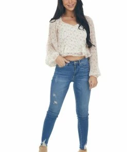 Peach Love Ivory Peplum Top With Baby Pink Floral Detail Tops 13 Peach Love Ivory Peplum Top With Baby Pink Floral Detail Tops