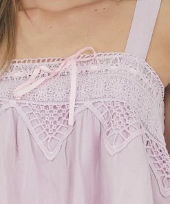 143 Story Orchid Square Neck Crochet Lace Tank Top