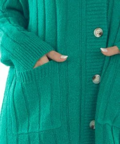 Fantastic Fawn Jade Button Down Front Loose Knit Cardigan