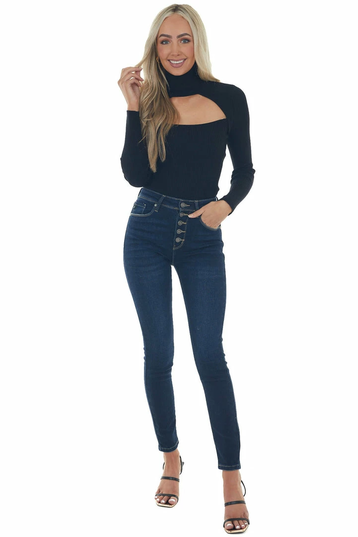 IDEM DITTO Black Ribbed Knit Long Sleeve Turtleneck Tops 14 IDEM DITTO Black Ribbed Knit Long Sleeve Turtleneck Tops