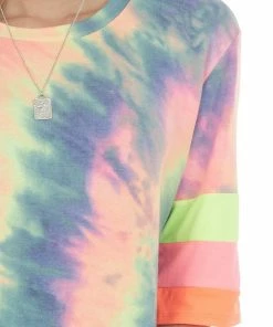 Vanilla Bay Neon Multicolor Tie Dye Knit Top With Stripe Contrast Detail Tops 16 Vanilla Bay Neon Multicolor Tie Dye Knit Top With Stripe Contrast Detail Tops