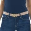ART BOX Accessories Nude Faux Leather Belt With Gold Metal Asymmetrical Buckle