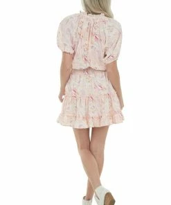 Entro Dresses Tea Rose Multicolor Print Ruffle Short Dress