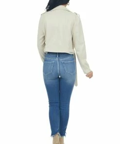 Peach Love Buttercream Faux Suede Cropped Moto Jacket