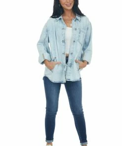 Wishlist Light Wash Button Up Denim Jacket With Pockets 13 Wishlist Light Wash Button Up Denim Jacket With Pockets