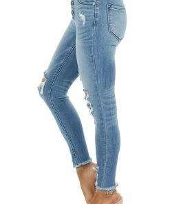 KanCan Medium Wash High Rise Super Skinny Distressed Jeans Bottoms