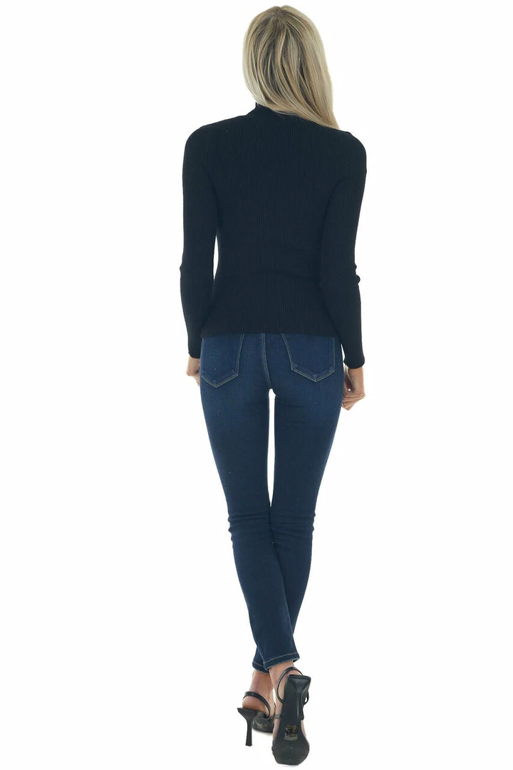 IDEM DITTO Black Ribbed Knit Long Sleeve Turtleneck Tops 17 IDEM DITTO Black Ribbed Knit Long Sleeve Turtleneck Tops