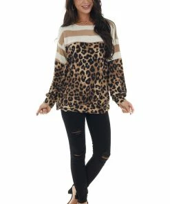 Hailey & Co Tops Latte Colorblock Long Puff Sleeve Knit Top 36 Hailey & Co Tops Latte Colorblock Long Puff Sleeve Knit Top