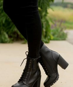 FORTUNE DYNAMIC Shoes Black Faux Leather Heeled Combat Booties 33 FORTUNE DYNAMIC Shoes Black Faux Leather Heeled Combat Booties