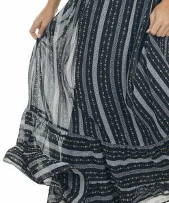 IN LOOM Dresses Black Multi Print Off Shoulder Maxi Dress With Ruffle Detail