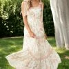 Flying Tomato Ivory Floral Sleeveless Tiered Maxi Dress
