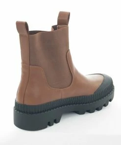 Intouch Footwear Shoes Spice Brown Faux Leather Elastic Panel Booties