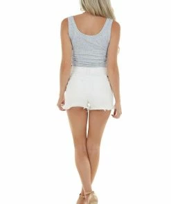 Peach Love Baby Blue Floral Print Tank Top