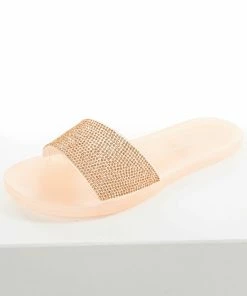 Legend Footwear Peach Jelly Sandal With Rose Gold Rhinestones Shoes