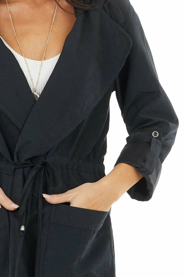 Be Cool Outerwear Black Hooded Faux Suede Long Jacket With Pockets 18 Be Cool Outerwear Black Hooded Faux Suede Long Jacket With Pockets