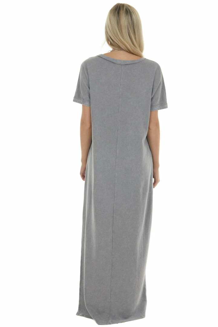 Peach Love Maxi Dresses Steel Short Sleeve V Neck Maxi Tee Shirt Dress 6 Peach Love Maxi Dresses Steel Short Sleeve V Neck Maxi Tee Shirt Dress