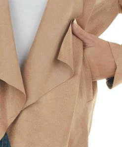 Kori America Rich Beige Lightweight Faux Suede Jacket Outerwear