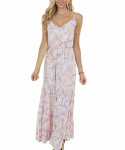 Lush Clothing Dresses Iris Tie Dye Sleeveless Blouson Maxi Dress With Cinch Waist