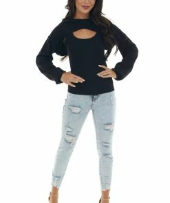 HYFVE Black Ribbed Tank Top And Cropped Hoodie Set Tops 17 HYFVE Black Ribbed Tank Top And Cropped Hoodie Set Tops