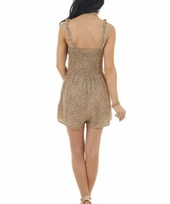 Lush Clothing Dresses Beige Leopard Print Sleeveless Romper With Smocked Waist 28 Lush Clothing Dresses Beige Leopard Print Sleeveless Romper With Smocked Waist