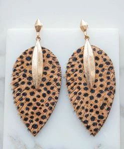 Fame Accessories Cognac Animal Print Feather Drop Earrings 8 Fame Accessories Cognac Animal Print Feather Drop Earrings