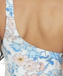 Stylish Swimwear Accessories Pearl And Floral Print One Shoulder Swimsuit