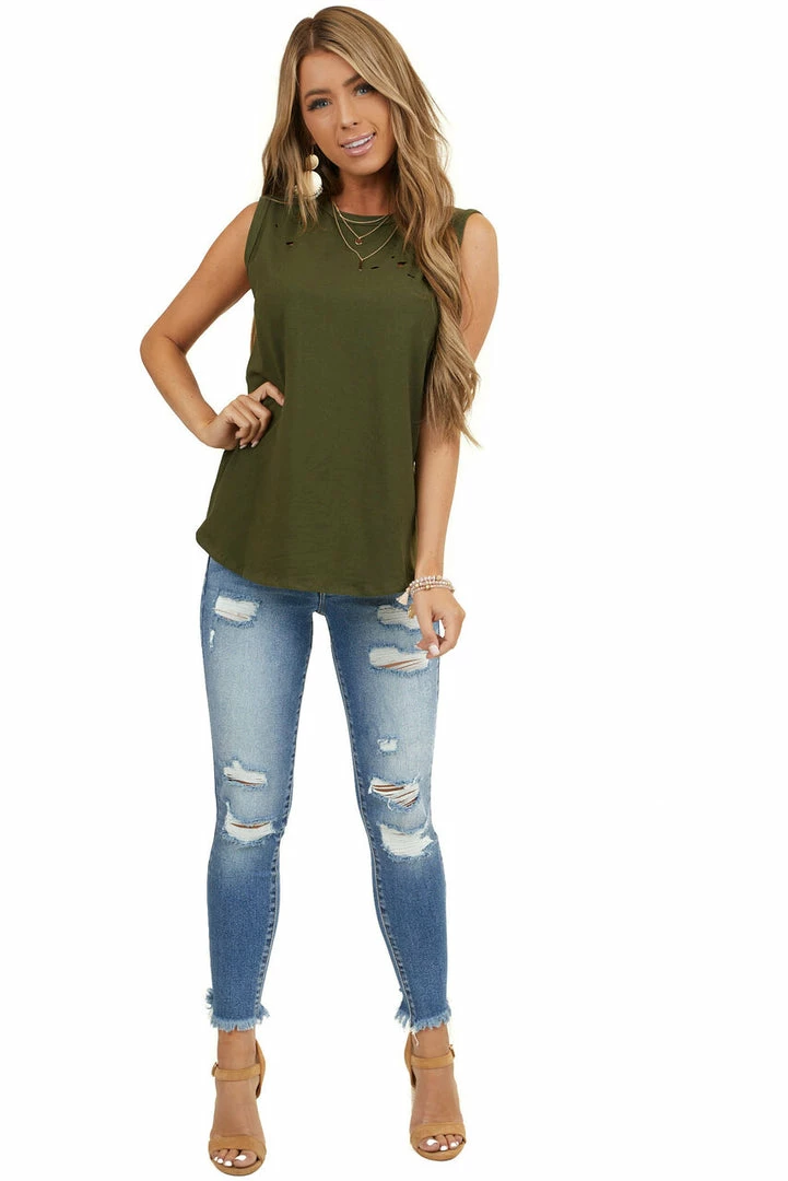 American Chic Forest Green Muscle Tank With Laser Cut Hole Details Tops 14 American Chic Forest Green Muscle Tank With Laser Cut Hole Details Tops