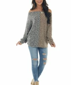 143 Story Light Walnut Leopard Print Colorblock Knit Top Tops 27 143 Story Light Walnut Leopard Print Colorblock Knit Top Tops