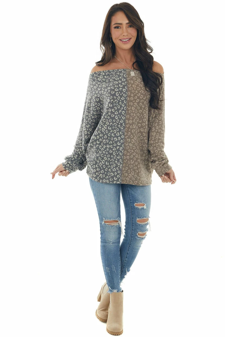 143 Story Light Walnut Leopard Print Colorblock Knit Top Tops 12 143 Story Light Walnut Leopard Print Colorblock Knit Top Tops